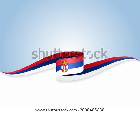 Serbian flag wavy abstract background. Vector illustration.