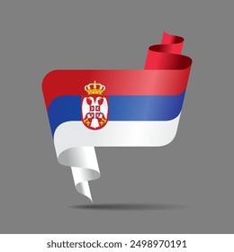 Serbian flag wavy ribbon background. Vector illustration.