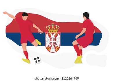 Serbian football team player kicking dribbling 2018 championship vector illustration soccer Serbia