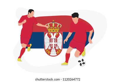 Serbian football team player kicking dribbling 2018 championship vector illustration soccer Serbia