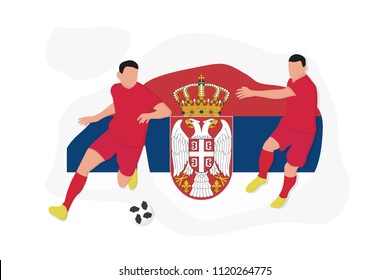 Serbian football team player kicking dribbling 2018 championship vector illustration soccer Serbia