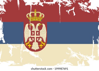 Serbian grunge flag. Vector illustration. Grunge effect can be cleaned easily.
