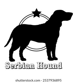 Serbian Hound dog silhouette,  dog, dog breeds, logo, vector, silhouette, logo design, animal, illustration, icon, sign, design, black,  symbol, pet