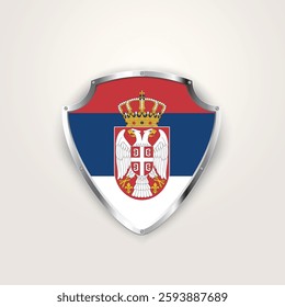 Serbian national pride. Serbia flag on a shield, vector illustration