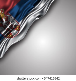 Serbian waving silky flag isolated on gray background, can be used in many topic like Serbia national day,  independence day and any national and international events