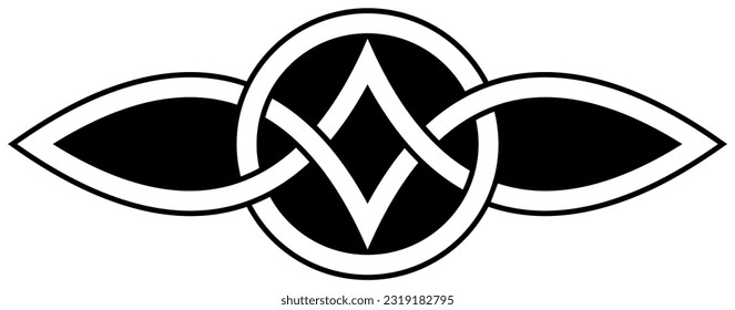 Serch Bythol in black contour. Celtic symbol. Isolated background.
Symbolizes the never ending love between two people.
Abstract Middle Age illustration of an Celtic symbol.