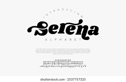 Serena tipografia beleza moda elegante minimalista serif italic fontes decorativo casamento vintage retro logos. Logotipo de fonte de luxo mínimo alfabeto. Ilustração vetorial