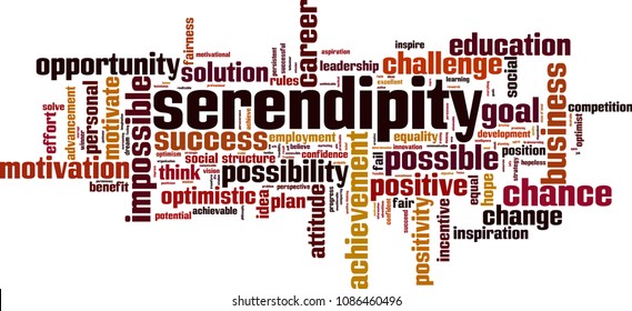 Serendipity word cloud concept. Vector illustration