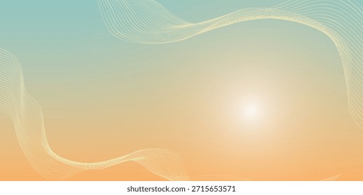 Um fundo abstrato sereno com uma fonte de luz suave no seu núcleo, rodeado por padrões de ondas suaves e fluentes que se misturam perfeitamente com um gradiente de cor suave.