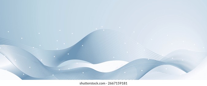 Serene abstract background featuring smooth, gradient waves in blue tones with subtle sparkling highlights, ideal for refined presentations, wellness brands, and elegant designs.