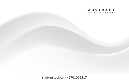 A serene abstract design featuring a smooth, white wave against a pristine background. The subtle gradients and flowing curves create a calming and sophisticated visual.
