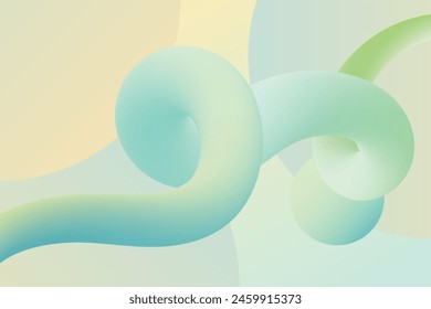 A serene and abstract digital render, where shapes twist in a harmonious gradient of peaceful blues and greens, suggesting fluid motion