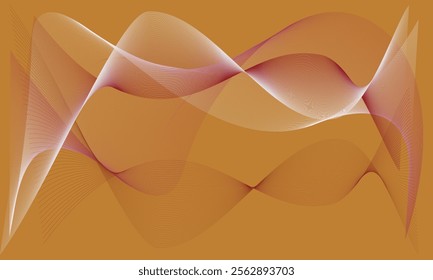 Serene Abstract Landscape, Dynamic Energy in Motion, Abstract Waves in Pink and White, Delicate Lines on an Orange Canvas, Curving Through Colors, Abstract Harmony, 