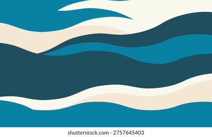 Serene abstract wave design in calming teal and cream tones.  Perfect for backgrounds, website banners, or print projects conveying peace, flow, and tranquility.