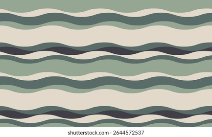 Serene abstract wave pattern in muted greens and beige.  Perfect for textile design, website backgrounds, or calming décor. Evokes feelings of peace and tranquility.