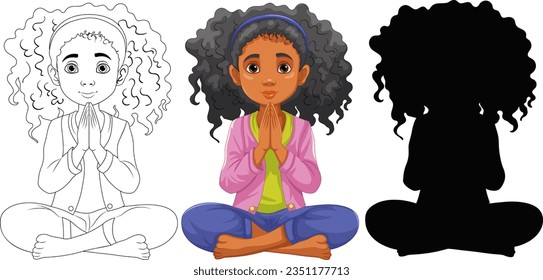 Serene African woman sitting in clam, deep in prayer