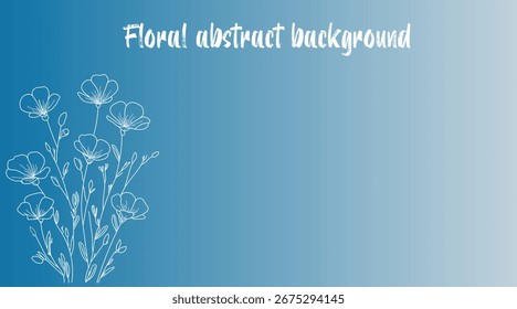 A serene and artistic floral abstract background featuring delicate white hand-drawn flowers against a soft blue gradient, evoking natural beauty and simplicity.