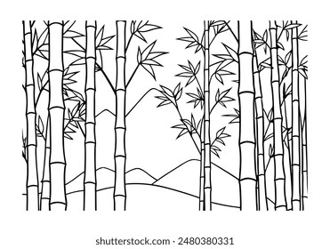 Serene Bamboo Forest Line Art Design