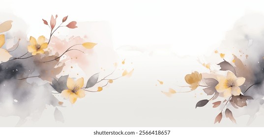 Beleza serena de fundo de aquarela floral. Delicado flores em tons de aquarela suave, florescer através da tela, bege florescer sensação de tranquilidade. Vetor cenic fundo atualizando estética