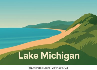 A beleza serena da costa do lago Michigan ao amanhecer, com a luz suave do nascer do sol refletindo sobre a água, oferece uma fuga pacífica para entusiastas da natureza e fotógrafos