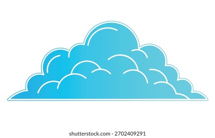 Una serena ilustración de nube azul, , delineada en blanco, que ofrece una estética limpia y moderna adecuada para temas de Clima o tecnología