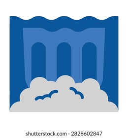 Serene blue cloudy sky with arched building architecture, evoking a sense of calmness and tranquility in a peaceful setting