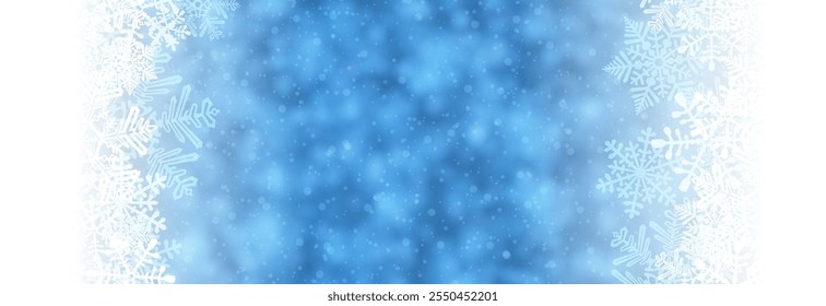 A serene blue gradient background adorned with frosty white snowflakes on the edges. Perfect for winter themes, holiday designs, and seasonal greetings.