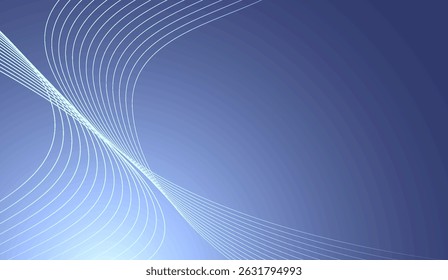 Serene Blue Gradient Background with Flowing White Lines for Digital Designs and Modern Presentations, Suitable for Technology and Innovation Visuals