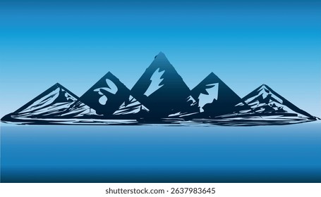 Serene Blue Mountain Landscape at Dusk with Soft Undulating Hills and Tranquil Atmosphere in a Minimalist Natural Setting
