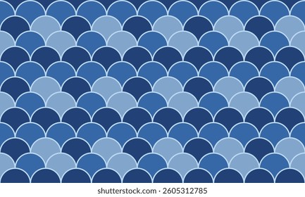 Serene blue scales pattern.  Perfect for backgrounds, textile design, or aquaticthemed projects. This elegant, repeating motif evokes calm and sophistication.