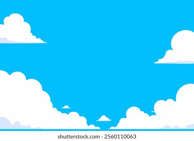 Serene Blue Sky with Fluffy Clouds