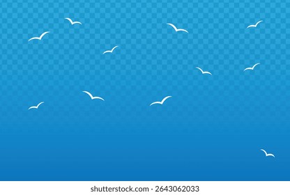 Serene blue sky gradient with flying bird silhouettes, perfect for nature themes, travel branding, and peaceful background designs.