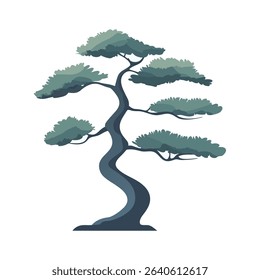 Serene Bonsai Tree Digital Art Illustration On Transparent Background