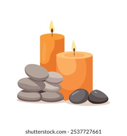 Serene Candles with Zen Stones Vector Clip Art for Relaxation Designs