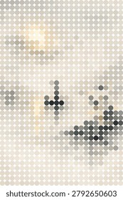 A serene Christian cross and celestial star motif rendered in a soft beige and grey halftone dot pattern on a neutral background creating a peaceful religious and modern abstract design