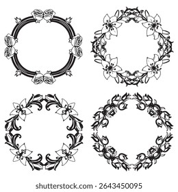 Sereno e Dainty Vintage decorativo floral borda vetor coleção
