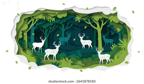 A Serene Deer Family in the Enchanting Forest A Symphony of Nature