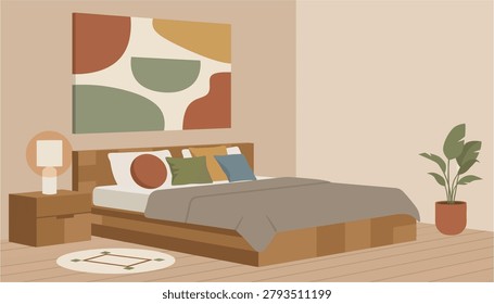 Serene dwelling space with neutral palette. Contemporary design elements create tranquil atmosphere. Ideal for interior design or lifestyle concepts.