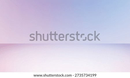 A serene and empty studio background featuring a smooth color gradient from soft pink to light blue, creating a gentle horizon line, perfect for showcasing products or presentations
