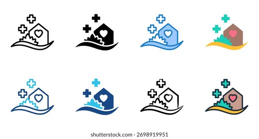 Serene environment icon set multiple style collection 
