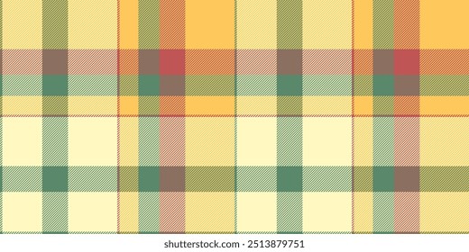 Serene fabric tartan pattern, post background textile plaid. New check vector texture seamless in light and amber colors palette.