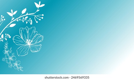 Serene Floral Elegance on Blue Background