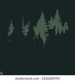 Serene Forest Scene Silhouette with Sun Rays Peeking Through , Wilderness Vector Art