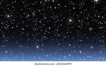 A serene gradient night sky filled with glittering stars and scattered cosmic dust, creating a celestial ambiance. Perfect for abstract and artistic themes