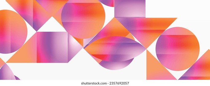 Serene gradient template. Circles and triangles mingle in minimalist perfection. Gentle fusion of forms and hues creates balanced yet captivating backdrop, embodying modern sophistication