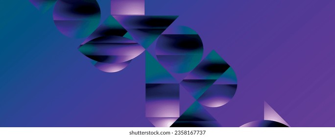 Serene gradient template. Circles and triangles mingle in minimalist perfection. Gentle fusion of forms and hues creates balanced yet captivating backdrop, embodying modern sophistication