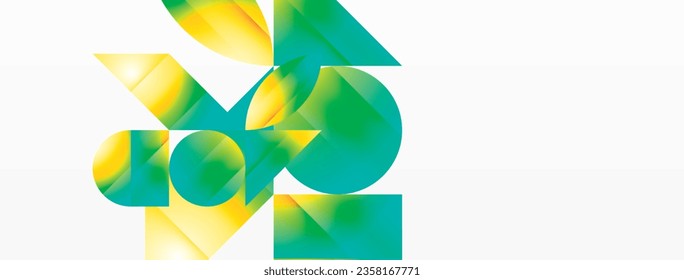 Serene gradient template. Circles and triangles mingle in minimalist perfection. Gentle fusion of forms and hues creates balanced yet captivating backdrop, embodying modern sophistication