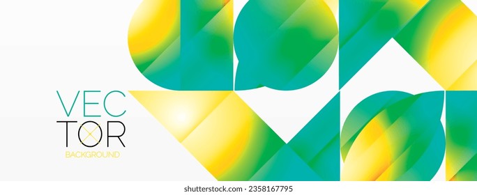 Serene gradient template. Circles and triangles mingle in minimalist perfection. Gentle fusion of forms and hues creates balanced yet captivating backdrop, embodying modern sophistication