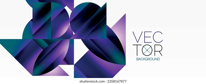 Serene gradient template. Circles and triangles mingle in minimalist perfection. Gentle fusion of forms and hues creates balanced yet captivating backdrop, embodying modern sophistication