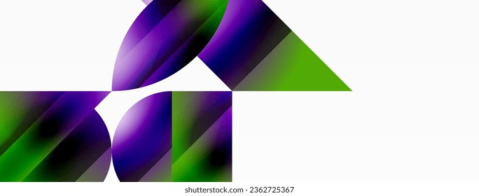 Serene gradient template. Circles and triangles mingle in minimalist perfection. Gentle fusion of forms and hues creates balanced yet captivating backdrop, embodying modern sophistication